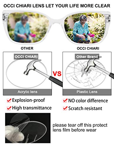 OCCI CHIARI Reading Glasses 1.0 for Women Square Reading Glasses Premium Readers for Women Modern Design (Transparent, 100) - Image 4