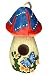 Hand-painted Mushroom Birdhouse with Flowers and butterfly, garden decor