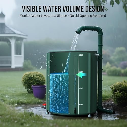 Collapsible Rain Barrel - 60 Gallon Portable Water Storage Tank with Spigot & Overflow Kit, Durable PVC for Garden Watering & Emergency Use, Save 40% on Water Bills, Eco-Friendly Solution