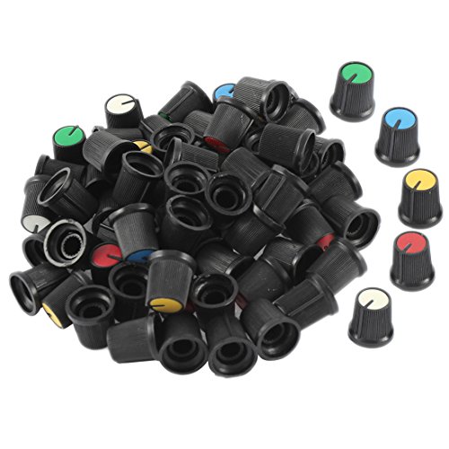 Uxcell 75Pcs Volume Control Rotary Knobs for 6 mm Knurled Shaft Potentiometer