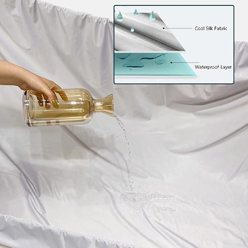 Miniatura 5 de Protector de colchón de satén impermeable para cama Super King con bolsillo profundo de hasta 11.81 pulgadas, tamaño Queen, King, tamaño pequeño,