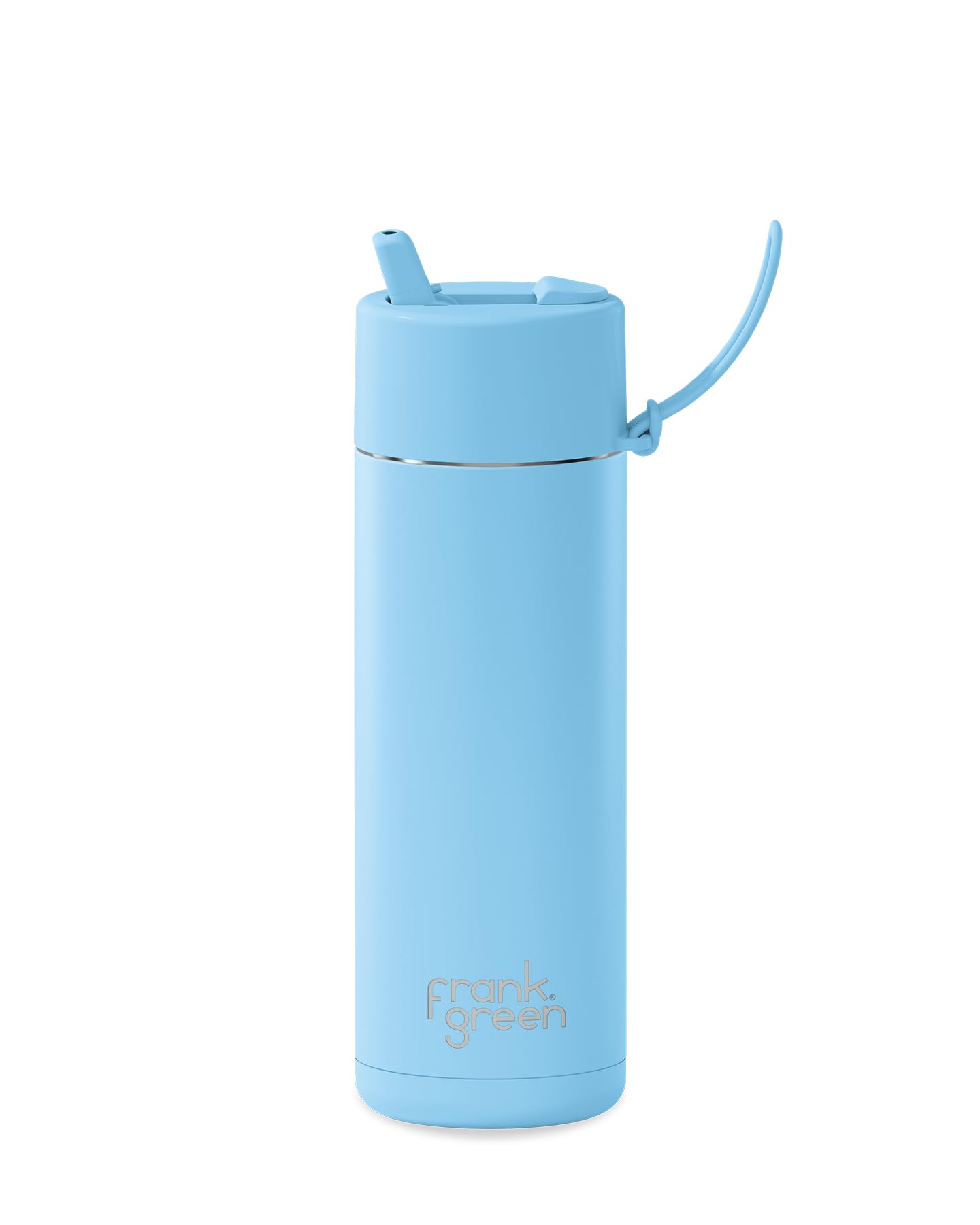 Frank Green - Ceramic Reusable Bottle - Stainless Steel Water Bottle With Straw, Insulated Water Bottle, Metal Water Bottle - Flip Straw Lid - 20oz - Sky Blue