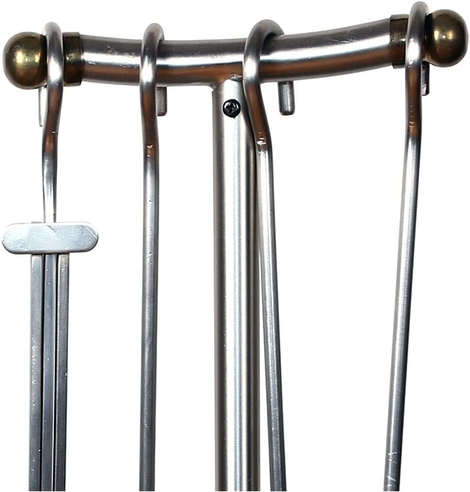 Fireplace Tools Set Fire Pit Tools 5-Piece Set Wrought Iron Fireplace Tool Holder Base Bracket Indoor and Outdoor Barbecue Fire Pit Tools Accessories Set Wrought Iron Fire Place Pit Poker Holder (A)