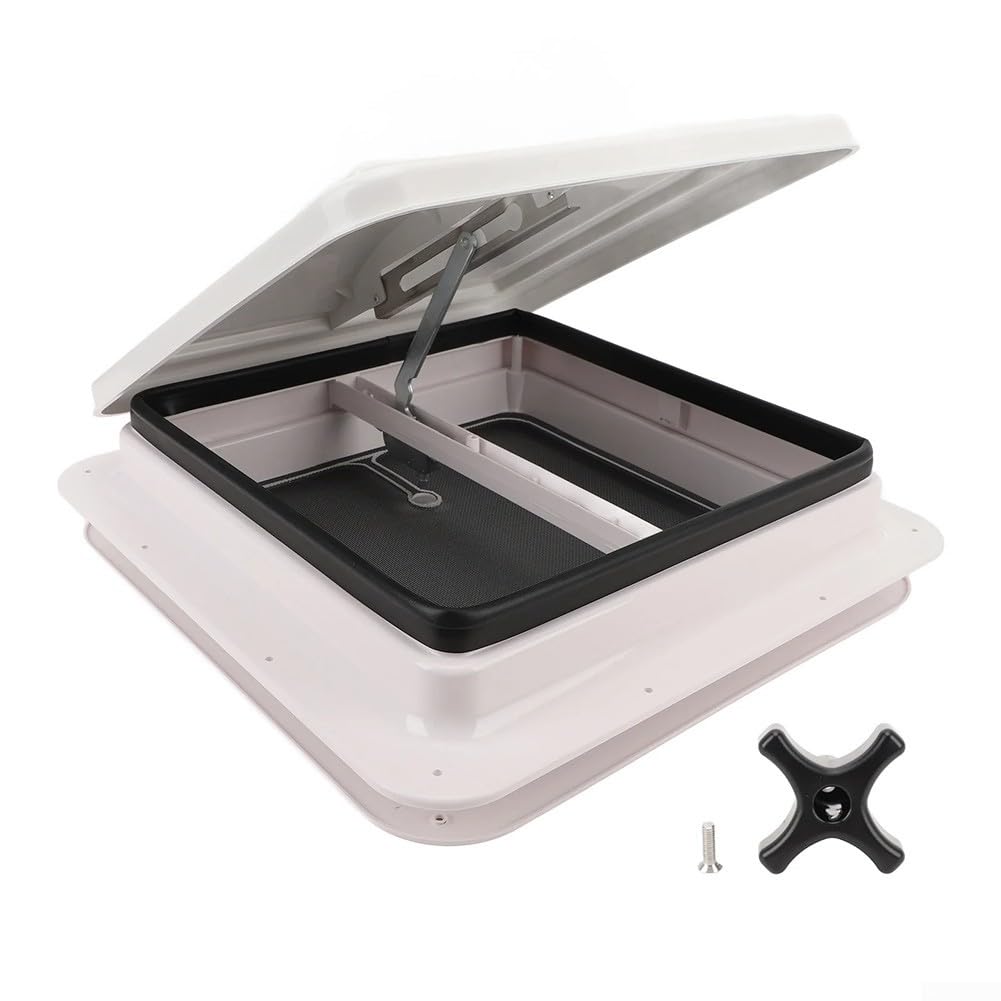 RV Dachlüfter Weiß 340mm ABS Mit Sieb Handkurbel