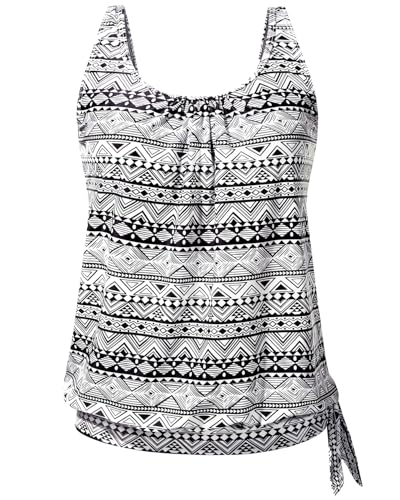 Image of Yonique Womens Blouson Tankini Top Only Loose Fit Swim Top No Bottom Modest Swimsuit