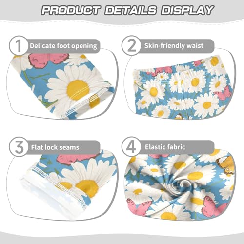 Wusikd Butterflies Girls' Leggings Toddler Doodles Daisies Kids Yoga Pants Dance Active Tights 4T3