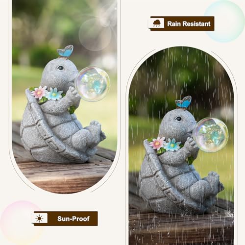 Mininova Outdoor Garden Decorations Turtle Statues With Solar Light Resin Waterproof Figurines For Outside Yard Patio Mon Birthday Gifts thumb #3