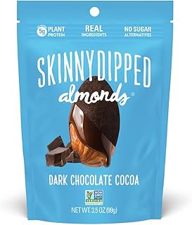 SKINNYDIPPED Dark Chocolate Cocoa Covered Almonds, 3.5 Oz Resealable Bag, 1 Count