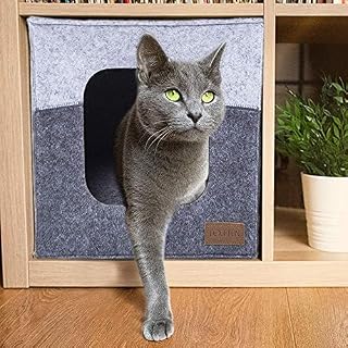GOLLEY Thick Felt Cat Cube Cave for IKEA Shelf - Easy Travel Cat Cube Bed is Machine Washable - Foldable Cat Houses for Indoor Cats