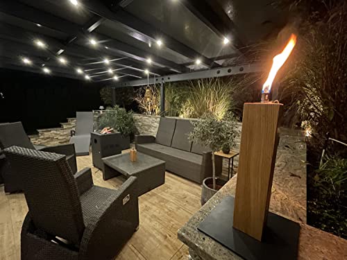 Torcia da giardino in quercia, ricaricabile, realizzata a mano, per terrazze/olio, fiaccola da balcone, con sicurezza per bambini e stoppino in fibra di vetro (antracite, 60 cm)