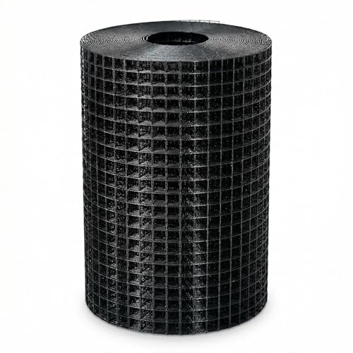 Salmut Black Hardware Cloth 1/2 in. x 2 ft. x 100 ft. 19-Gauge Vinyl Coated Chicken Wire Mesh Roll Chicken Wire Fencing Garden Fencing Welded Wire Fence Roll