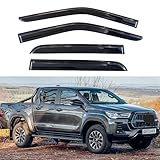 KPY Window Visor Compatible with Toyota Hilux Double Cab 2016-2023, 4PC Rain Guard Side Window Vent Deflectors Tape-On Mugen Style, 2016 2017 2018 2019 2020 2021 2022 2023
