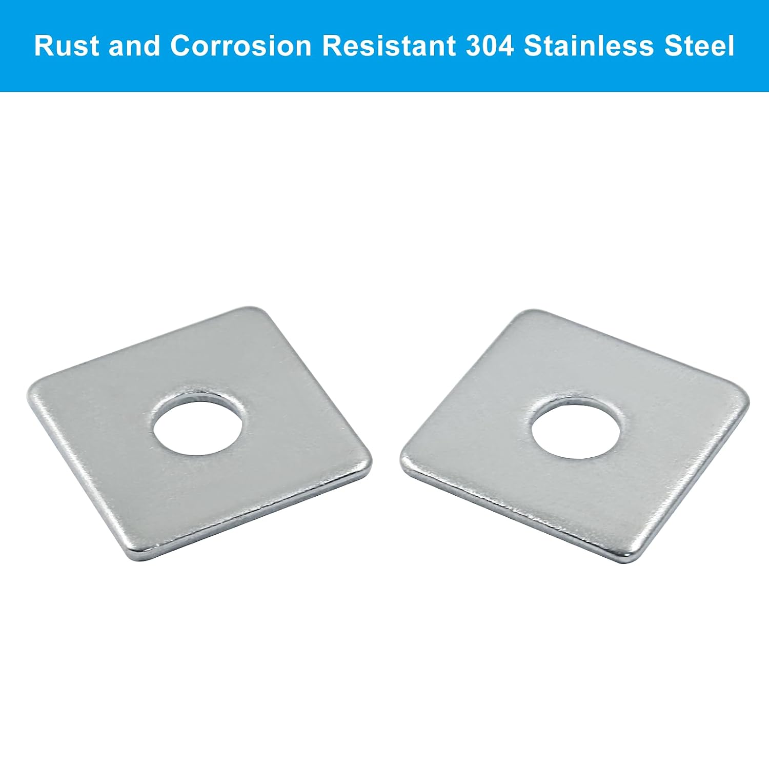 M6 Square Bearing Plate Washer, 0.26"(ID) x0.79"x0.79"x0.06"