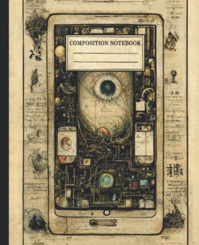 Composition Notebook Wide Ruled: Leonardo's Style Smartphone Vint...