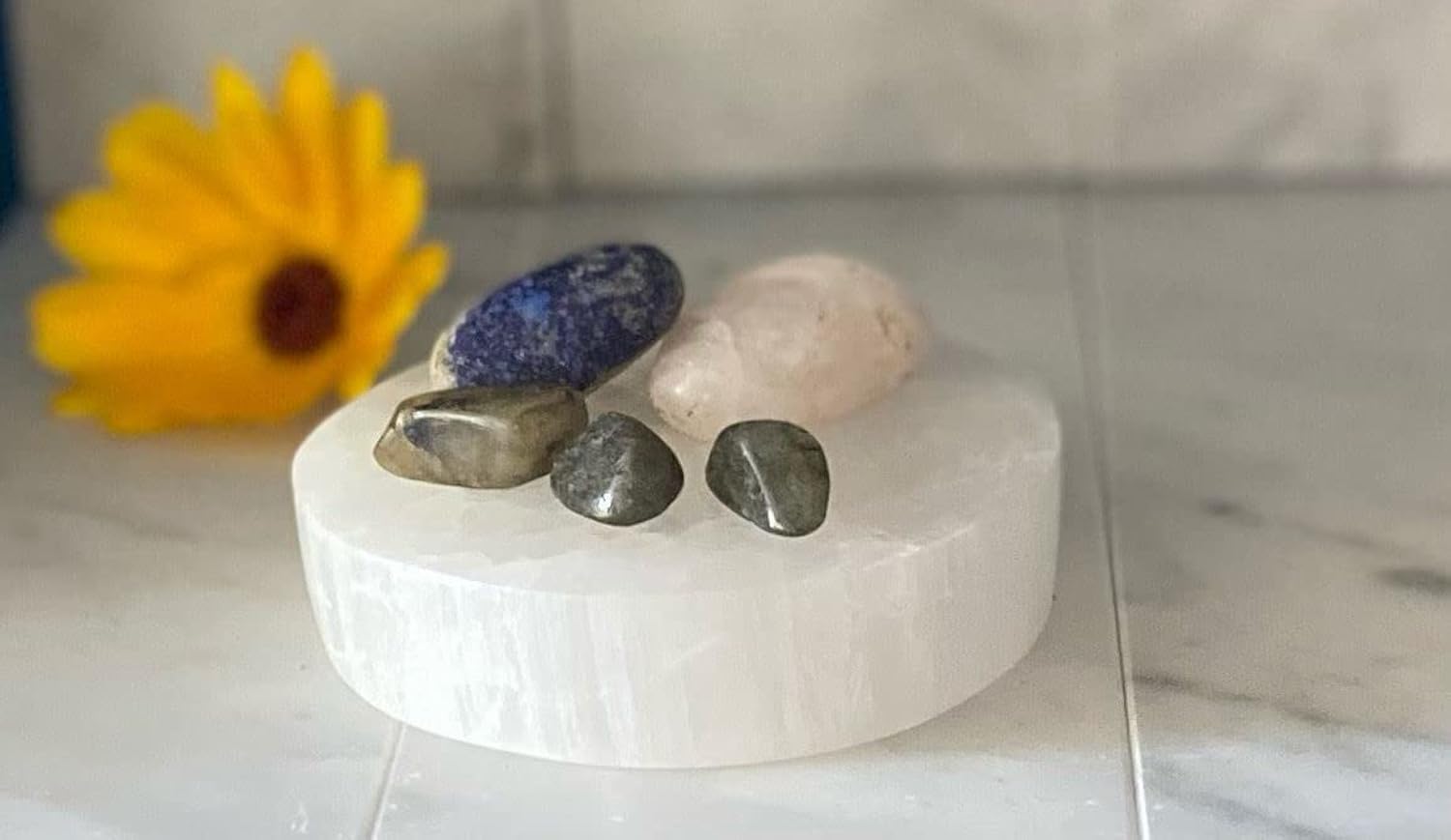 3" Selenite Disc Plate - Polished Flat Crystal Charging Station Powerful, 1 (one) Charging Plate