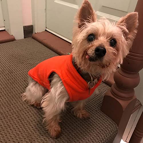 Image of Gooby Fleece Vest Dog Sweater, Pumpkin, X-Small | Soft warm fleece; Pullover, easy on /off (no zippers); O-ring leash attachment; Machine washable