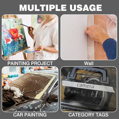 Image of Black Masking Tape 1 inch X 55 Yards 2 Rolls, 328FT Total, Black Painter Tape for Arts DIY Crafts Painting Labeling Decoration School Projects Home Office