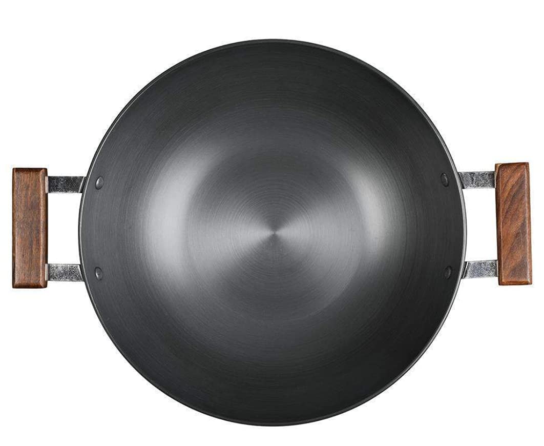 Wonderchef Ebony Hard Anodized Wok with Lid - 24cm, 2.7L | Ideal for Biryani, Pulao | Black - Image 3 thumbnail