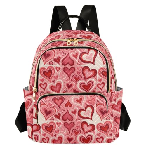 Mochila casual de corazones S para excursión ligera de mujer