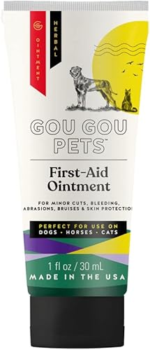 Gou Gou Pets First Aid Ointment Holistic Natural Derivada Herbal para perros, gatos y caballos para heridas cortes menores, sangrado, abrasiones,