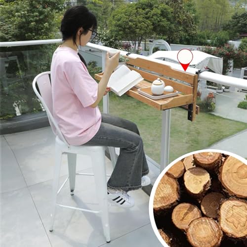 Table de balcon pliable rabattable et ajustable sur rambarde de mini terrasse