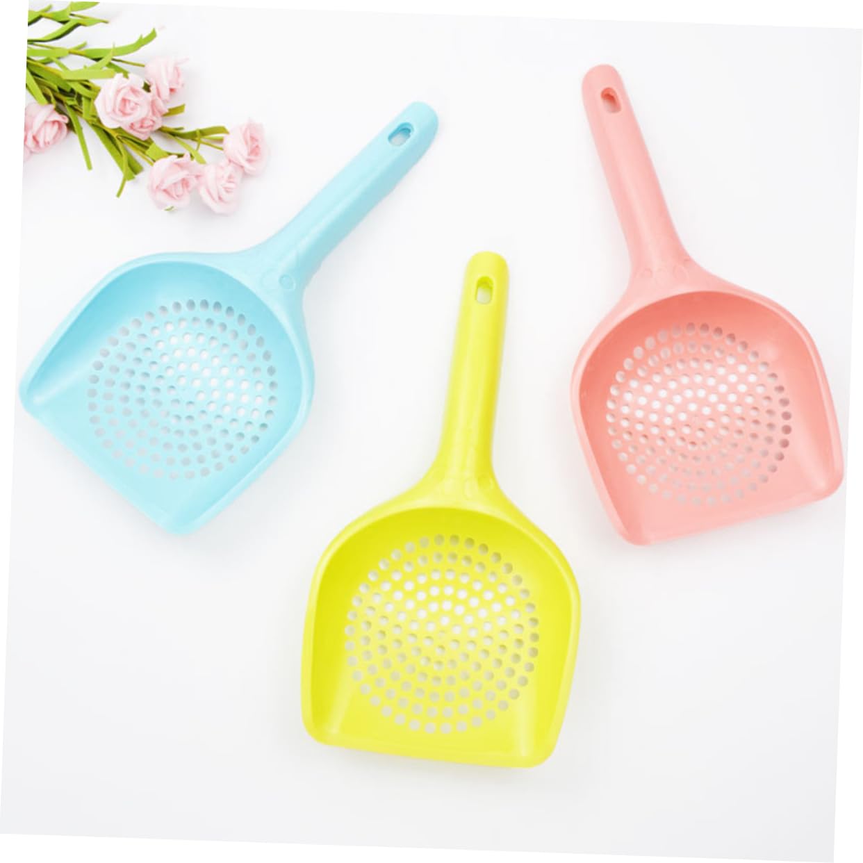 Paletta per lettiera, 4 Pezzi di Strumento for lettiera for Gatti con Manico Lungo, for la Pulizia dei rifiuti degli Animali Domestici, in plastica Dura, Colori Casuali