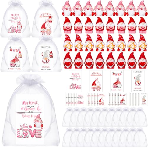 Gnomos de resina en miniatura Briwooody con tarjetas decorativas de San Valentín 36 sets