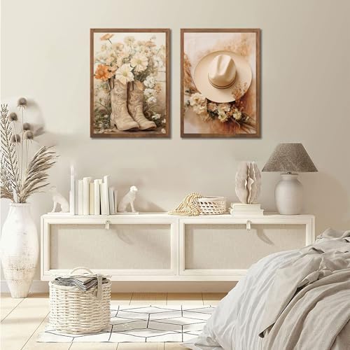 Image of NNX 2pcs Vintage Western Cowgirl Canvas Wall Art, Unframed, 12x16in, Perfect for Bedroom, Living Room