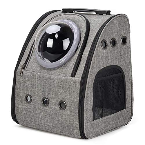 Texsens Innovative Traveler Bubble Backpack Pet Carriers Airline Travel Approved Carrier Switchable Mesh Panel for Cats and Dogs (Gen 3, Light Gray)