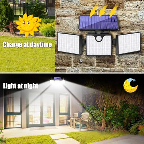 Namolit Luz de parede com sensor movido a energia solar Iluminação externa à prova d'água Luzes de