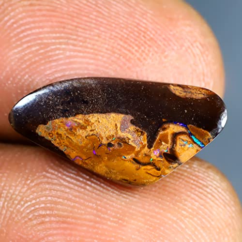 Opale rocheuse Boulder d'Australie multicolore de 4.84 ct taillée en forme libre naturelle - 2