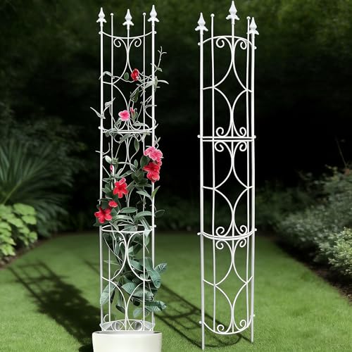 Thealyn Rankgitter Garten 2 Pack 182cm H x 31cm B Metall Pflanze Rankgitter, Weiß Indoor/Outdoor Metall Garten Rankgitter Pflanzengitter für Topfpflanzen Kletterpflanzen Blumen