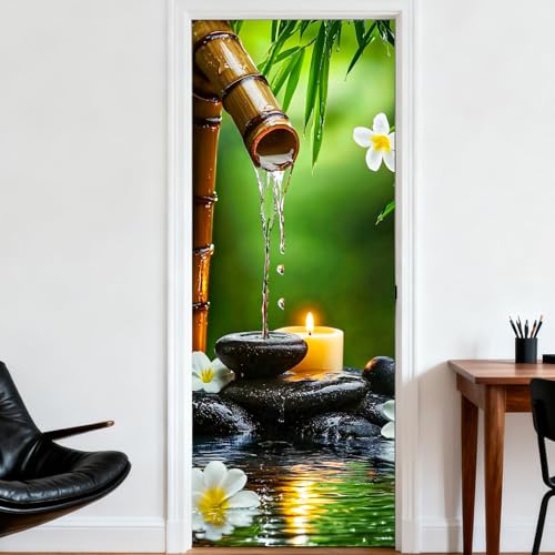 Image of Nuxovilar Bamboo Water Door Sticker 30.3x78.7 Inches PVC Decal