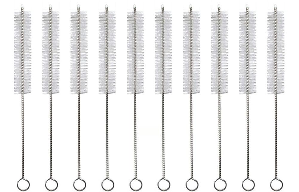 Spazzole sterili per tracheostomia - 10 Pezzi Spazzole per Tubi laringei - Scovolino per Tubi con Manico in Acciaio Inossidabile e setole in Nylon