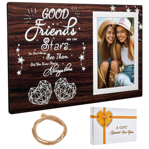 Image of Best Friend Photo Frames 4x6 Inch, Unique Birthday Friendship Gift for Women Friends Bestie Bff Sister Her, Premium Wooden Picture Frame Present for Tabletop or Wall Display