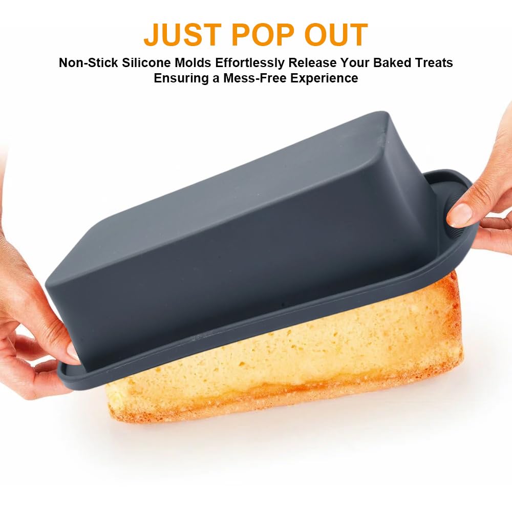 2 Stampi Plumcake In Silicone 28x12x6.5cm - Antiaderenti, Per Forno E Microonde, Grigio Scuro, Senza BPA - Foto 2