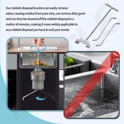 KINTLE Universal Garbage Disposal Brush Kit/Garbage Disposer Unjamming Wrench/Garbage Disposal Wrench Tool for Waste King and Moen Garbage Disposals, Silver