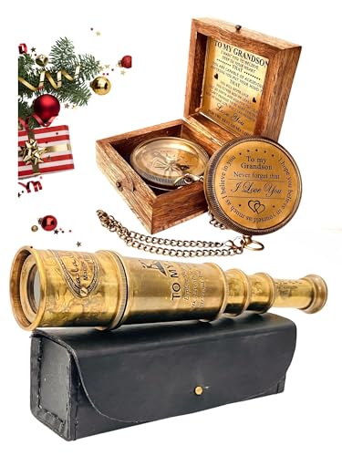 Set de regalo para nieto con brújula y telescopio miniatura 1