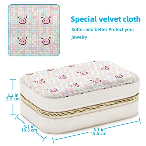 Velvet Necklace Storage Jewelry Box, Travel Jewelry Case Earring Organizer Small Jewelry Box For Women Girl, Pigs Pattern #TOP3