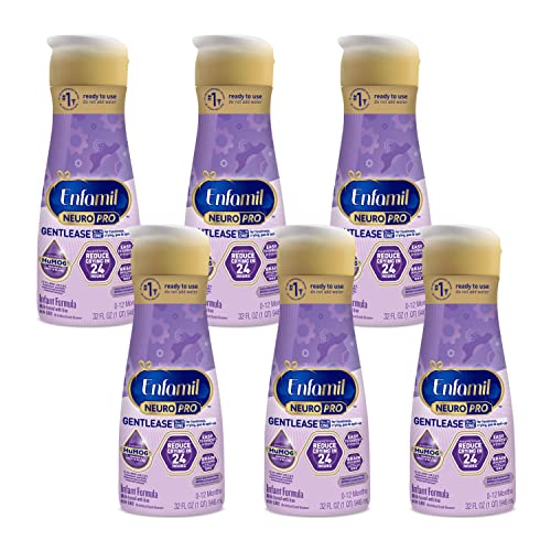 Image of Enfamil NeuroPro Gentlease Baby Formula, Infnat Formula Nutrition, Brain and Immune Support with DHA, Proven to Reduce Fussiness, Crying, Gas and Spit-up in 24 Hours, Liquid Bottle, 32 Oz, 6 Count