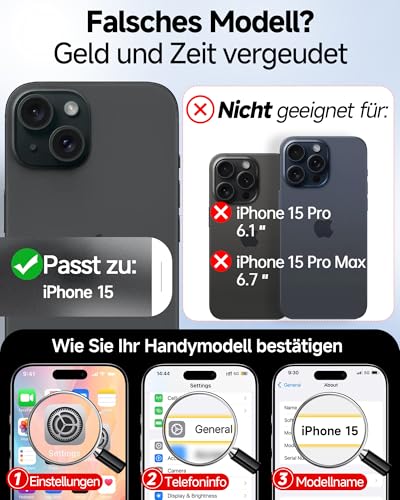 LeYi Handyhülle für iPhone 15 Hülle für Panzerglas 2X mit Magsafe Kameraschutz Ultra Dünn, Slim Magnetisch Schutzhülle Schutzglas Matt Transluzent Phone Case i Phone15 iphon15 - Schwarz