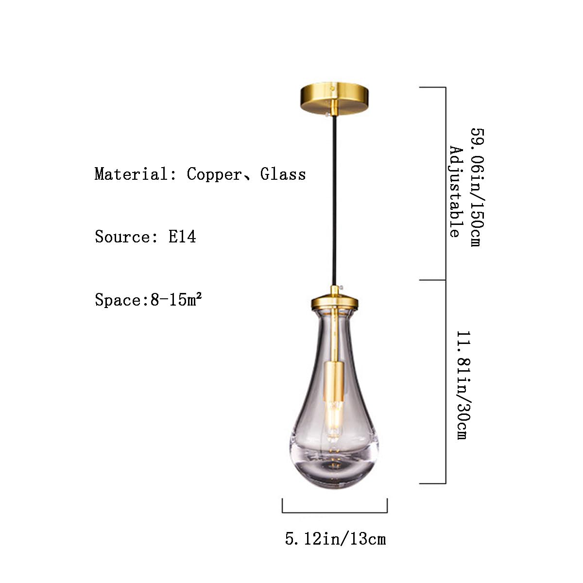 Nowoczesna, prosta lampa wisząca do wnętrz, miedź i szkło, lampa wisząca, luksusowa lampa nad głową łóżka, odpowiednia do kuchni, wyspy, jadalni