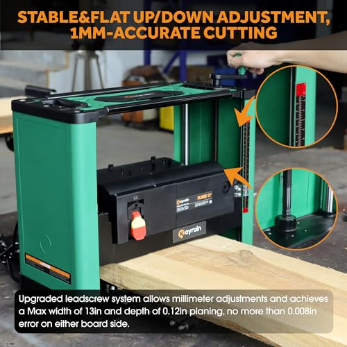 Kayrain (Updated Model)Kayrain 13In Power Benchtop Planer With Hss Double-Sided Use Blades Electric Thickness Planer 15A 2000W Powerful Motor Wood Planers For Woodworking thumb #2