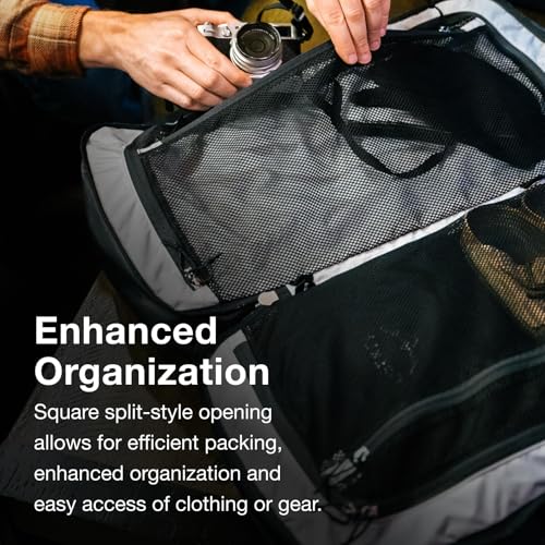 Image of Osprey Transporter 70L Durable Squffel Bag, Black OS | travel duffel, gear bag, weekender, water resistant, travel gear protection, Black color, OS size