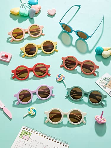 Dunzy 12 Pairs Kids Cute Round Sunglasses Toddler Kids Sunglasses Bulk Round Retro Glasses for Boys Girls Party Outdoor Eyewear, Age 3-104