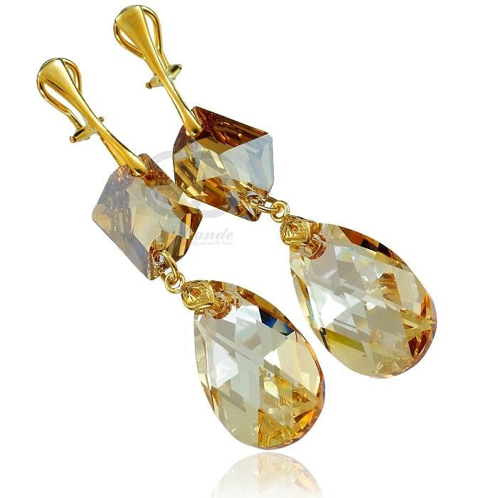 Cristaux originaux d'Arande boucles d'oreilles uniques argent 24k