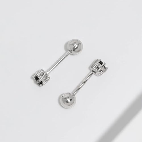 Miniatura 8 de Meissa Stud Earrings for Women Black Cubic Zirconia Earrings 3.5MM Onyx 925 Sterling Silver Screw Back Earrings Black Stones Safety Back Sleep-On