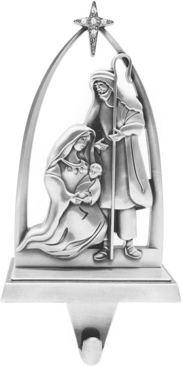 Gerson Nativity Scene Silver-Plated Metal Stocking Holder