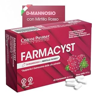 CISBANI PHARMA Farmacyst 45 compresse D-Mannosio, Mirtillo Rosso e Semi di Pompelmo - Integratore per Vie Urinarie - Sollievo da Cistite, Gonfiore e Infezioni - Senza Glutine, Senza Lattosio