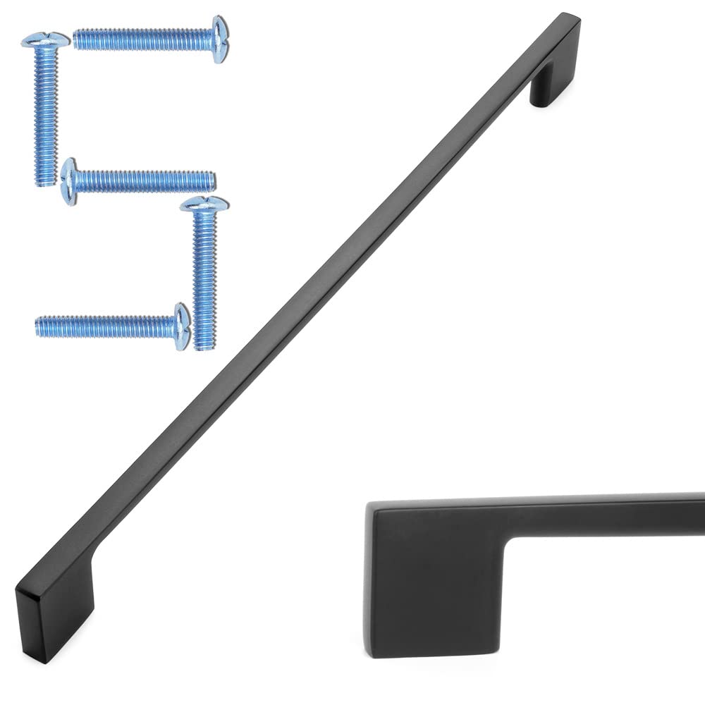 KOOFIZO 5 Pack 11-5/16 Inch Matte Black Kitchen Cabinet Pulls Black Cabinet Handles Black Cabinet Hardware for Kitchen Cabinets Drawer P01 Dresser Cupboard Bedroom Bathroom — image 1
